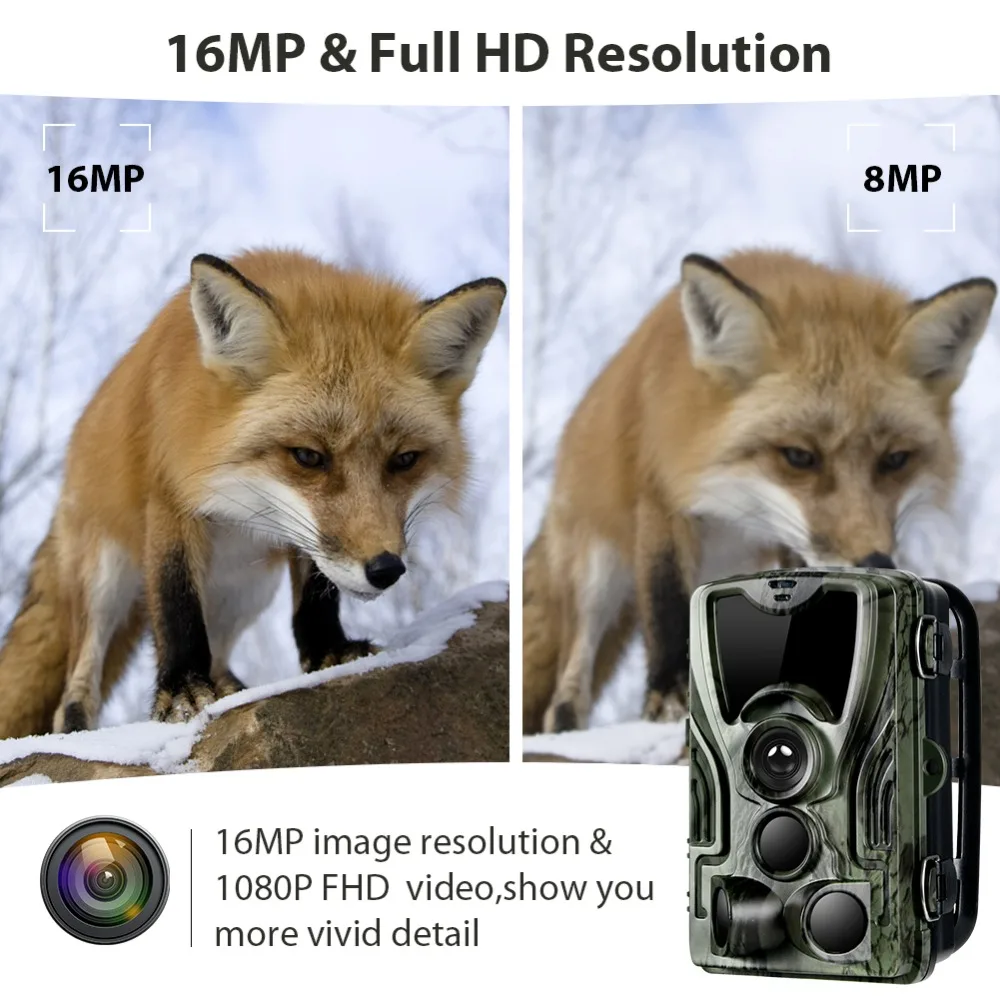 16MP Wildkamera 1080P Video Wasserdicht 0,3s Auslösezeit HC801ALI mit 5000mAh Lithium-Akku Wildbeobachtungs-Fotofalle – Detail 7
