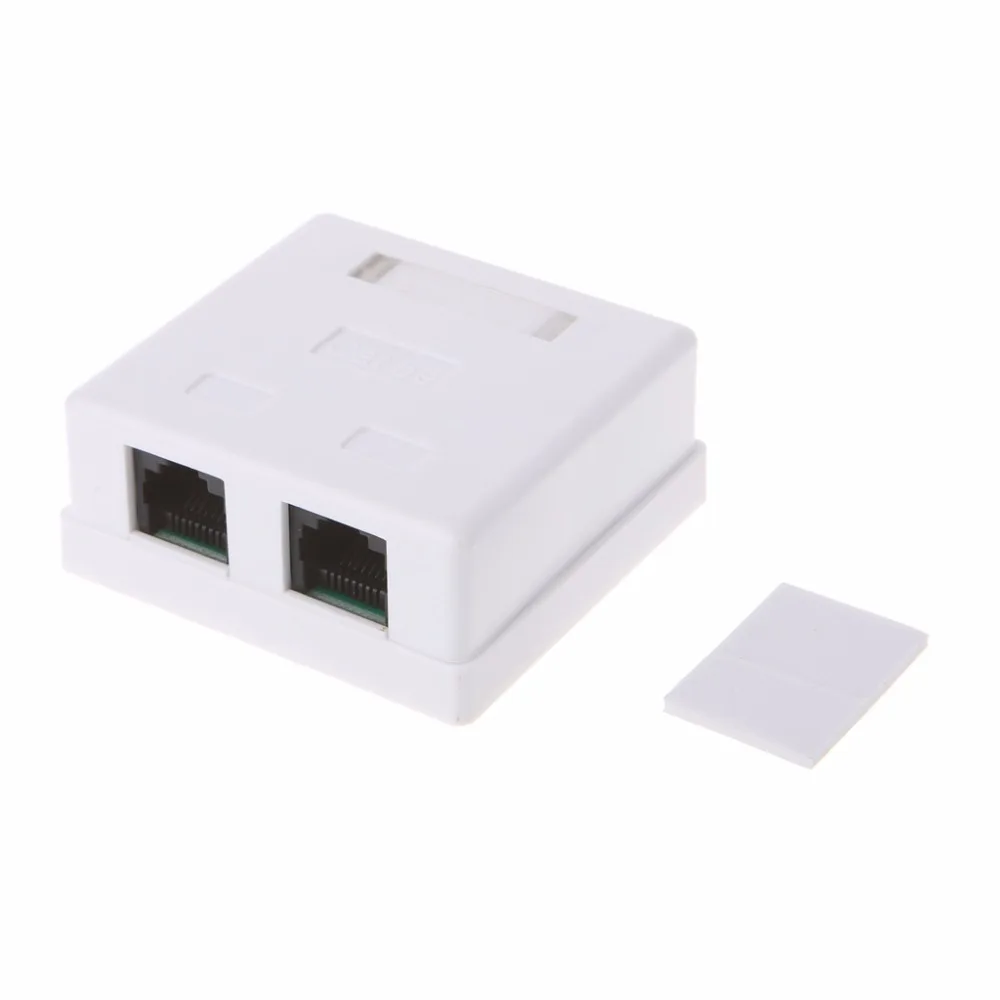 RJ45 Junction Box CAT5e Network Connector 2 Port Desktop Extension Cable Ethernet Box White