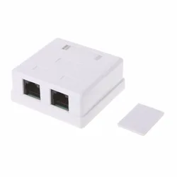 Caja de conexiones RJ45, conector de red CAT5e, Cable de extensión de escritorio de 2 puertos, caja Ethernet blanca