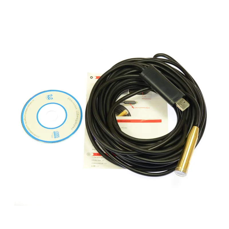 10M USB Endoscope Camera Near Focus Endoscope Camera Waterproof 14mm Copper Head Endsocope with 4 LED light Adjustable IP66