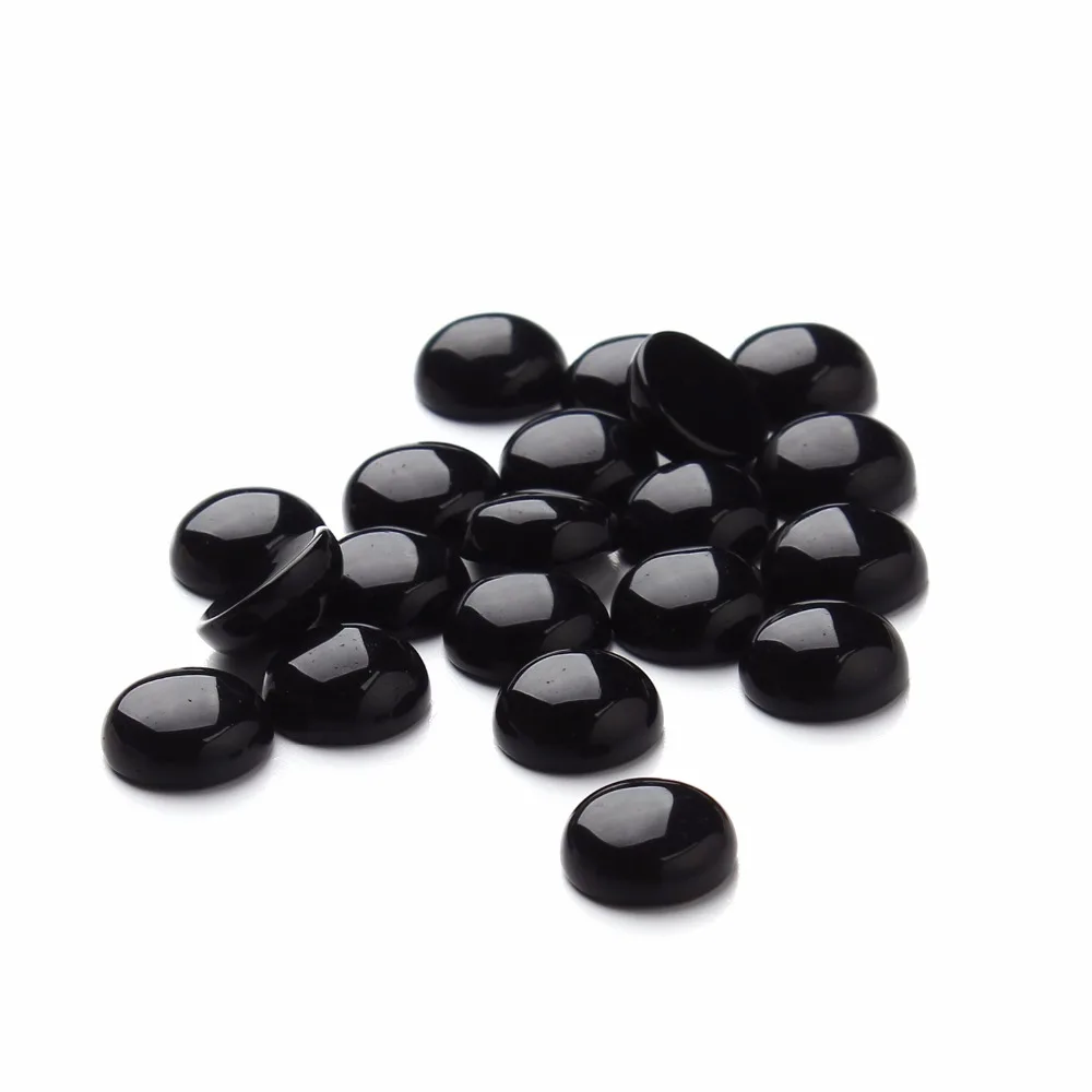 Fashion 10pcs/lot 12 10mm Round Flatback Black Onyx Cabochons Beads Natural Stone Cabochon Base Beads for DIY Jewelry Making