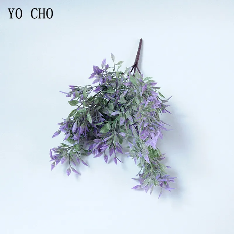 YO CHO Artificial Flowers 5forks 33CM Plastic Green Leaf Grass Plant for Home Garden Wedding Party Decorations Simulation Plants