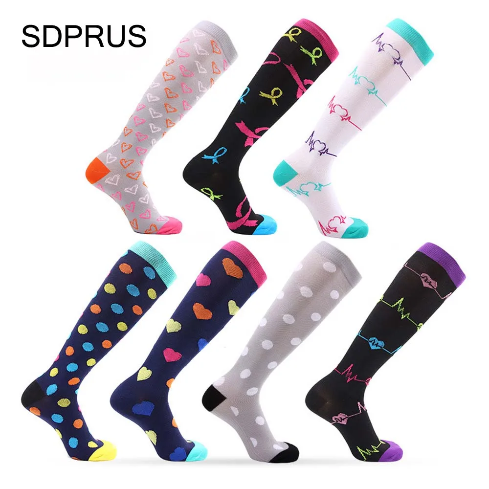 

Compression Socks Men & Women For Sports 20-30 mmHg Fashion Casual Colorful Long Running Athletic Socks Travel Relieve Pain