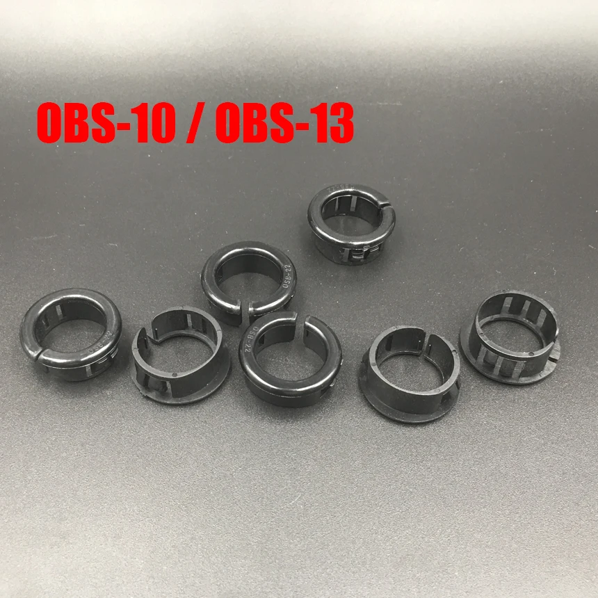 

200pcs OSB-10 10mm OSD-13 13mm Dia Mount Hole Black Cable Hose Pipe Plastic Harness Protective Open Split Snap Bushing Grommet