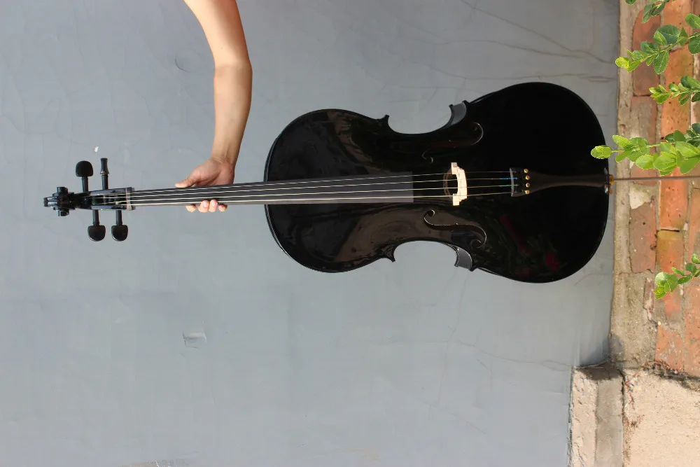 New 4/4 cello Spruce top Maple Back Ebony Parts Powerful Sound Black Color