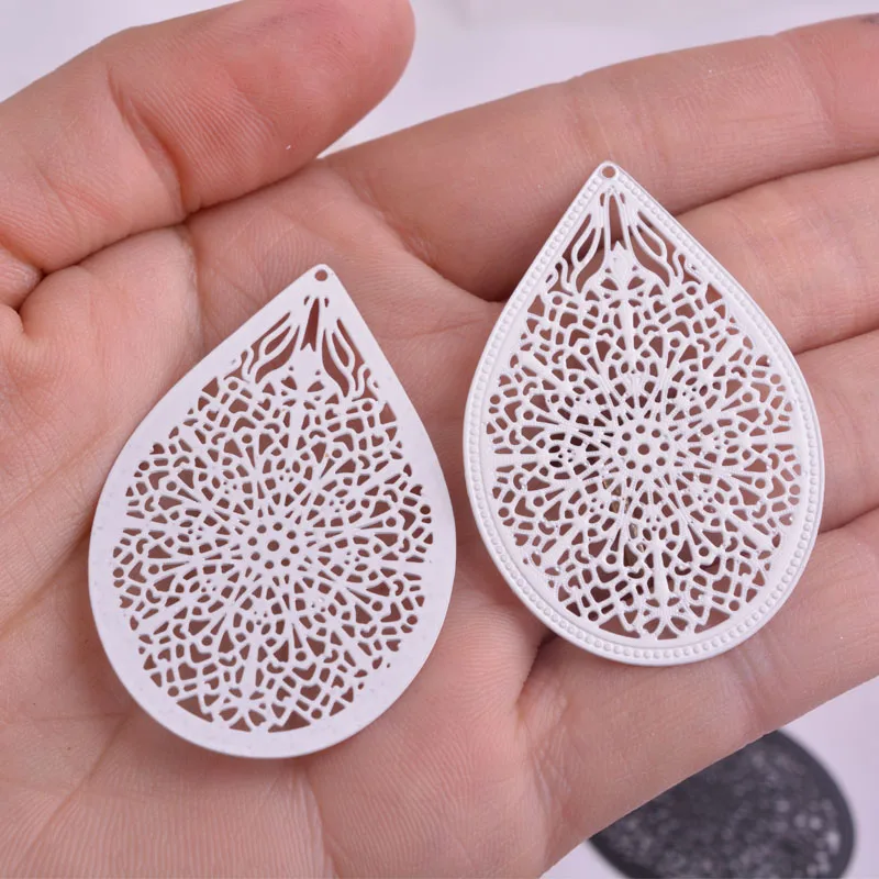 30pcs AA1533  49*33mm Filigree Water Drop Big Charm Brass Teardrop Pendant DIY Earring findings Fermoirs Pour Fabrication Bijoux