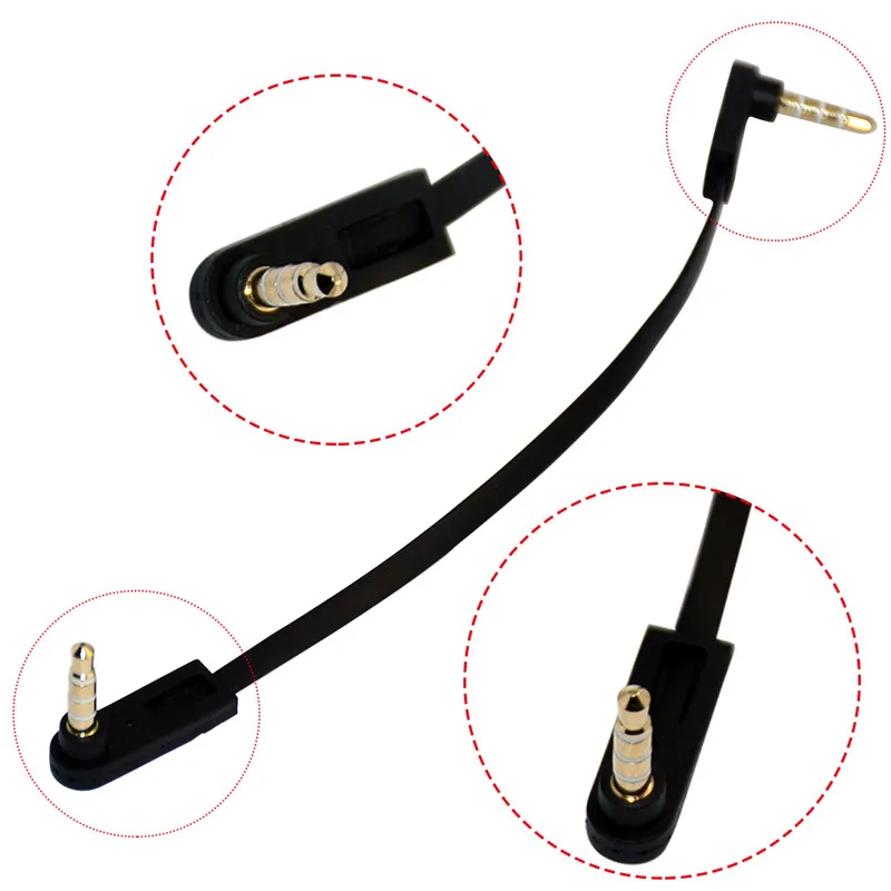 3.5mm male to male 4 pole 3 ring angled flat Audio Aux Auxiliary Cable 0.15m 1m