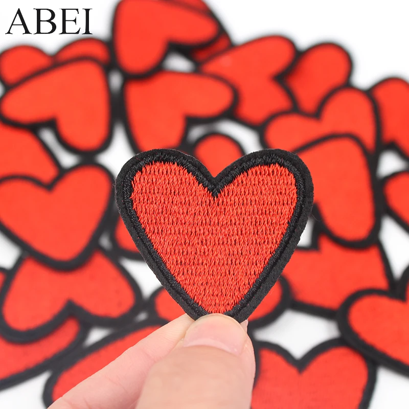 10pcs/lot Embroidered Love Heart Patches Iron On Socks Clothes Appliques Handmade Sewing Garment Fabric Patch Diy Jeans Stickers