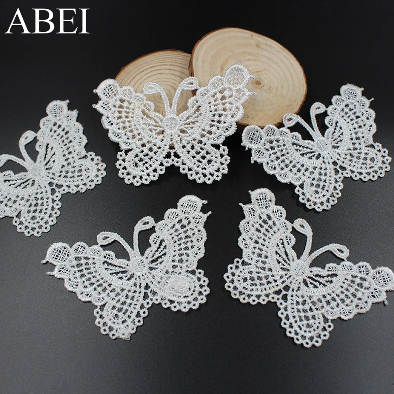 10pcs Embroidery White Butterfly Appliques for Wedding Party Dress Decoration Sewing Fabric Patch DIY Patchwork Craft