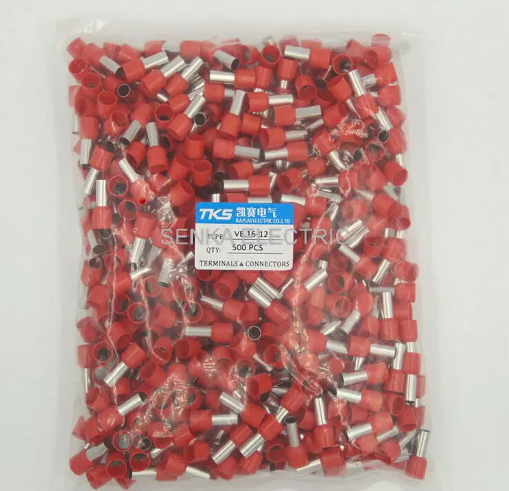 

E16-12 500pcs/lot any color copper ferrule crimp terminal Cord End Insulated Terminals