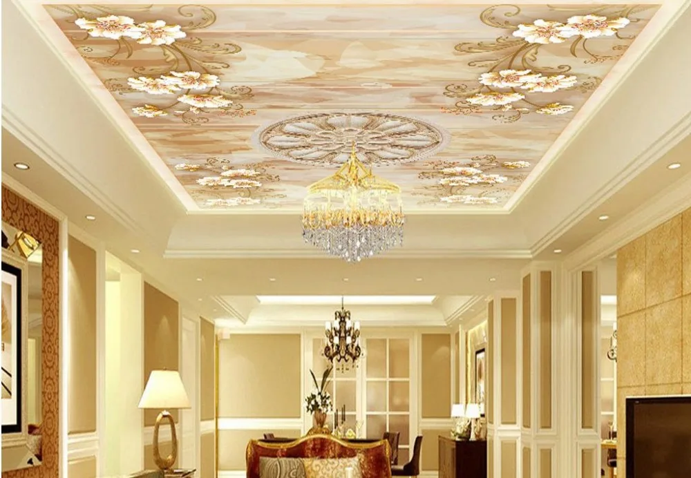 

Custom 3d wallpaper mural ceiling Pattern 3D stereoscopic ceiling photo wallpaper for living room non-woven 3d ceiling