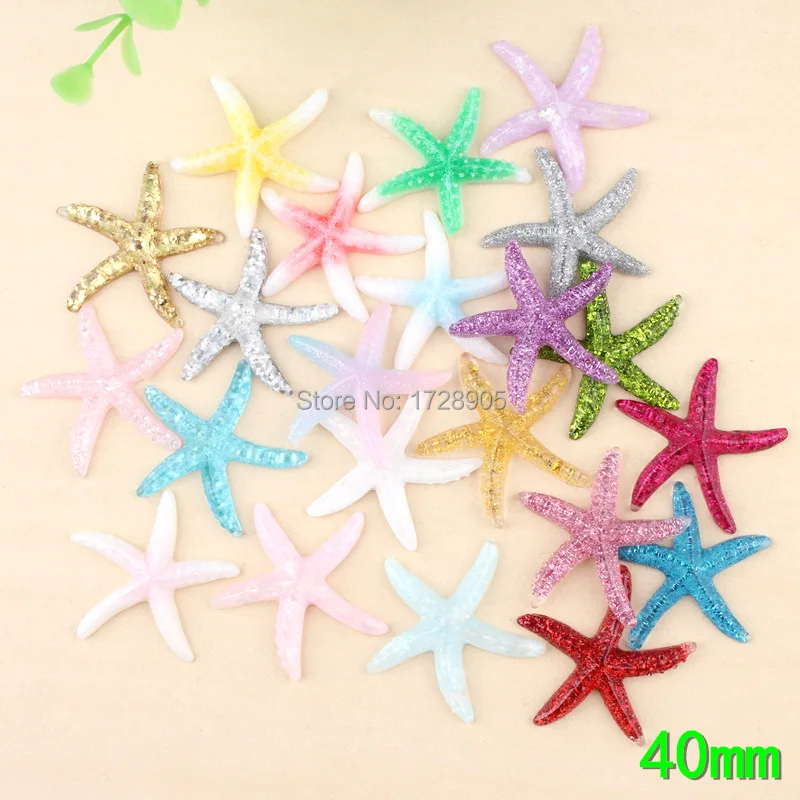 Resin Cabochon Starfish Flat Back Cartoon Jelly star Home Christmas Decoration Kawaii Cabochons Scrapbooking Craft 10 pcs 40 mm