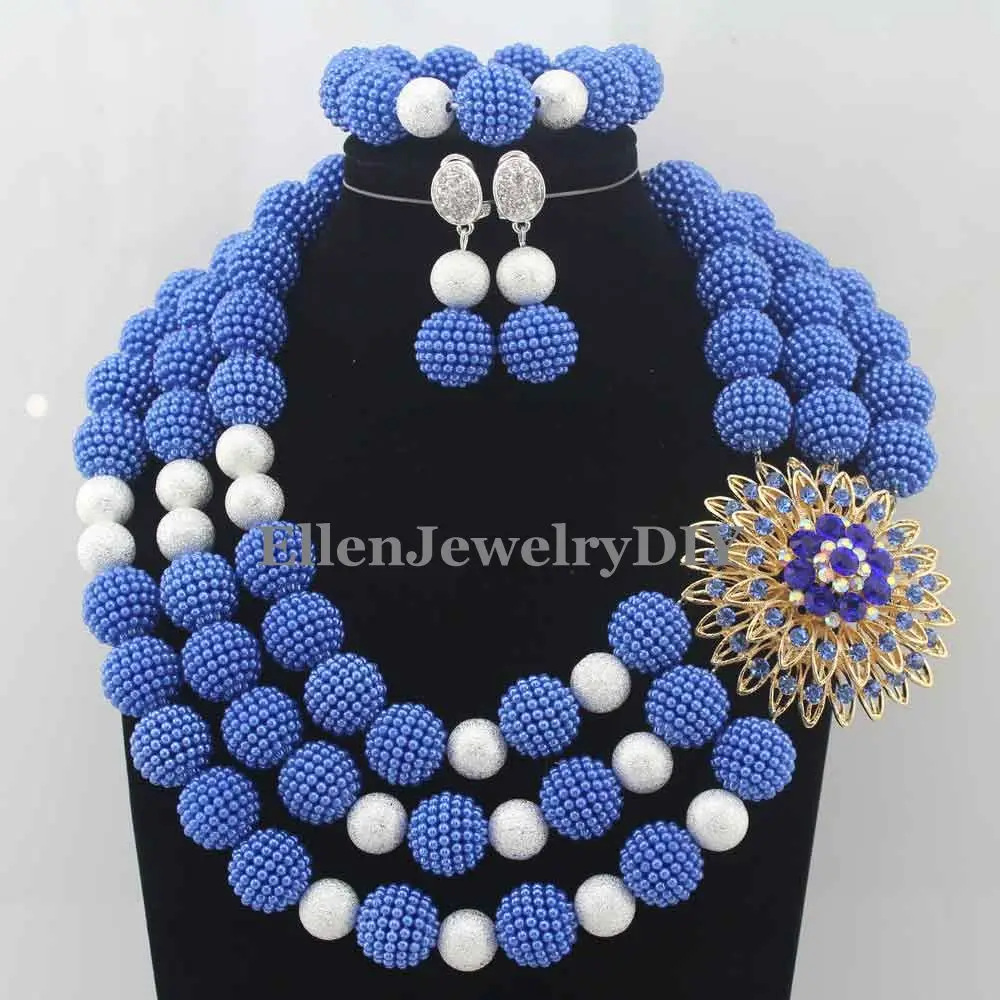 

Handmade Statement Necklace Chunky necklace Wedding Jewelry Sets Nigerian Beaded Wedding Bridal Necklace Jewelry Set W12503