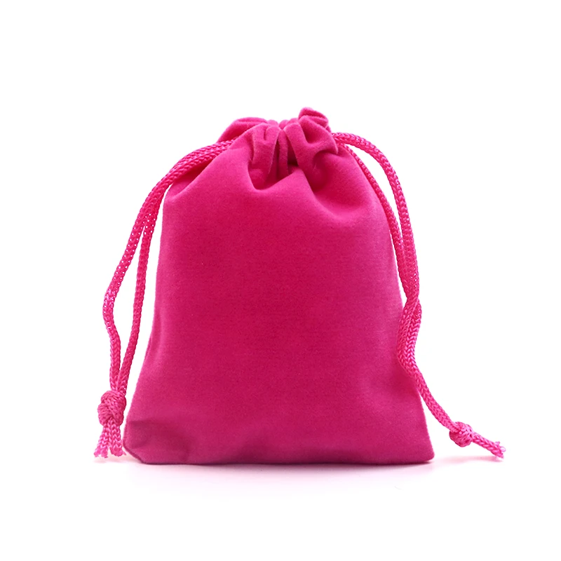 

Wholesale 50pcs/lot 7x9cm Hot Pink Velvet Jewelry Bag Favor Charms Jewelry Packaging Bags Small Velvet Drawstring Pouch Gift Bag