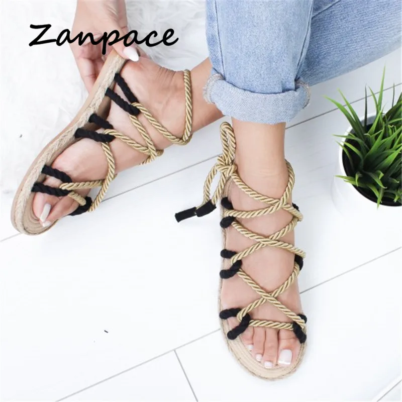 Gladiator Color Platform Sandals Large Size 35-42 Women Shoes 2019 New Bohemia Casual Hemp Beach Shoes Women Slippers Flip Flops