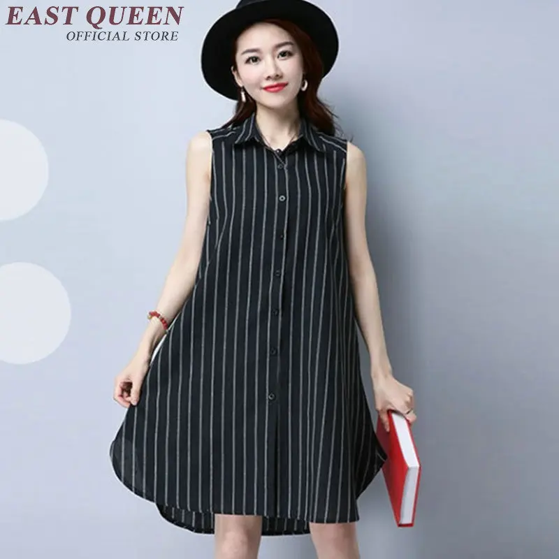 fashion dress for women clothing 2018 sleeveless summerdress casual striped dress shirt summer womens sundresses NN0507 YQ