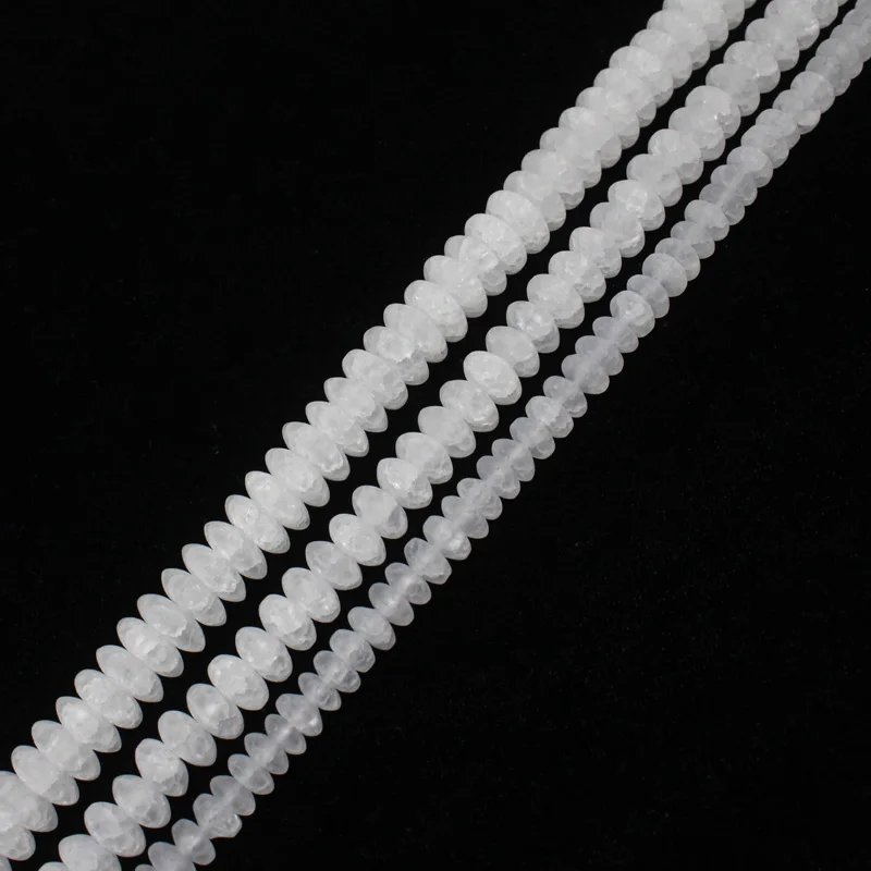 Mini. Order is $7! 3x7,4x8,4x10mm dull polish frosted White Rock Crystal Quartz crackle Rondelle abacus bead Oval DIY  Beads 15