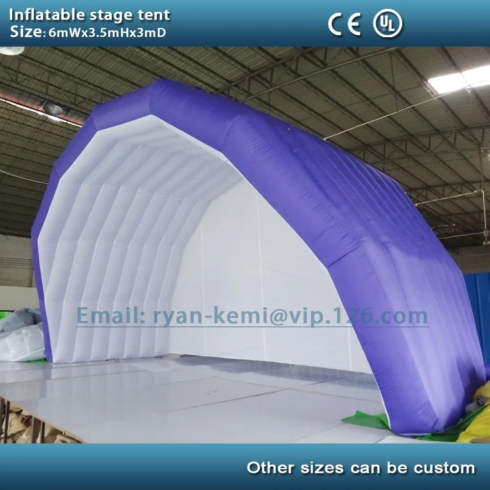 Free Shipping 6x4m Inflatable Stage Tent Black Exhibition Cover Display Marquee For Outdoor Music Concert Events