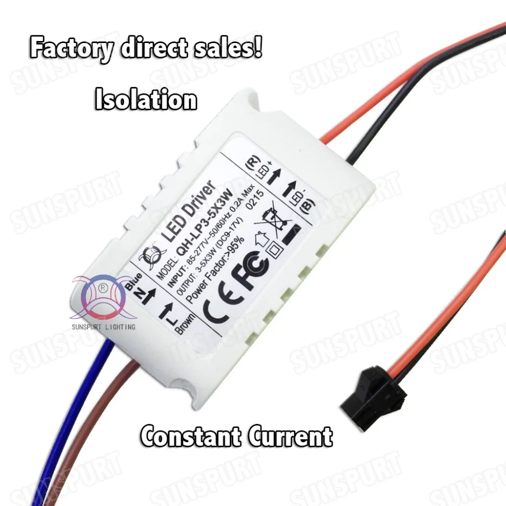 5 Pieces Isolation 12W AC85-277V LED Driver 3-5x3W 600mA DC9-17V PF LEDPower Supply Constant Current  Ceiling Lamp Free Shipping