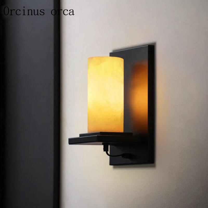 

American industrial wind country marble wall lamp living room corridor bedside lamp European style creative LED wall lamp