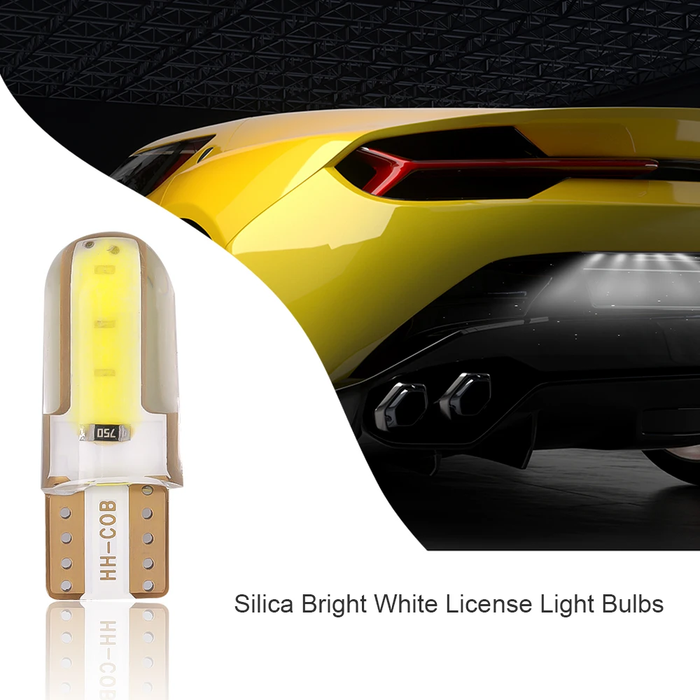 1Pc/10Pcs Silica gel LED COB W5W T10 194 8SMD Wedge clearance light Bulb Auto for License plate reading car door trunk car lamp