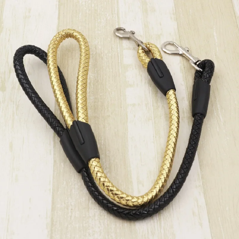 

New PU leather Weave Medium and large dog leash Short Traction Round rope big dog chain Prevent strain pet lead leashes for dogs