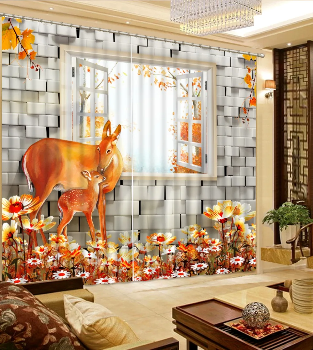 blackout curtains Used for bedroom living room windows Animal wall beautiful scenery 3d Home modern curtains