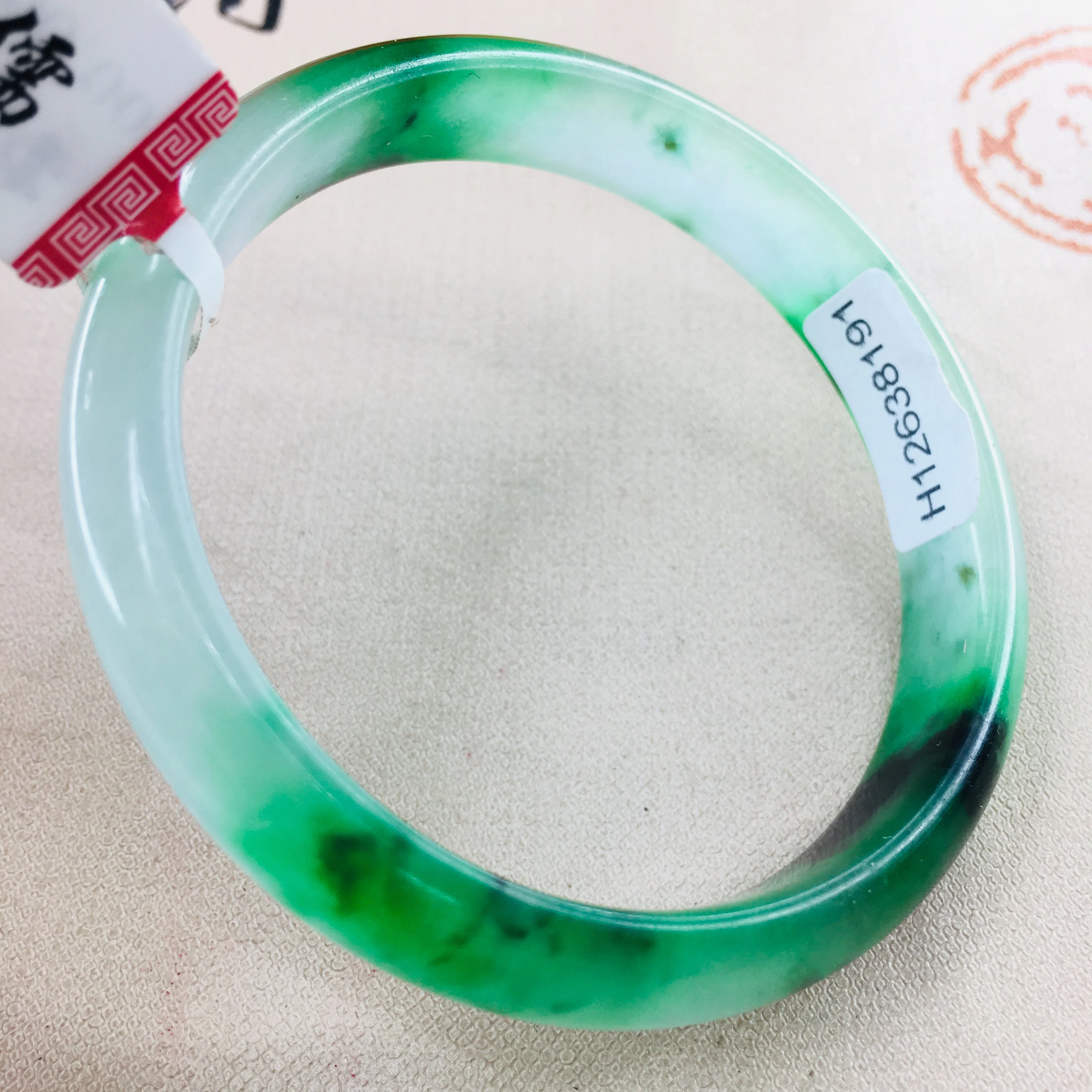 Zheru Jewelry Pure Natural Jadeite Bracelet Natural Elegant Ice Bottom Tricolor 52-61mm Female Jade Bracelet Gift Certificate