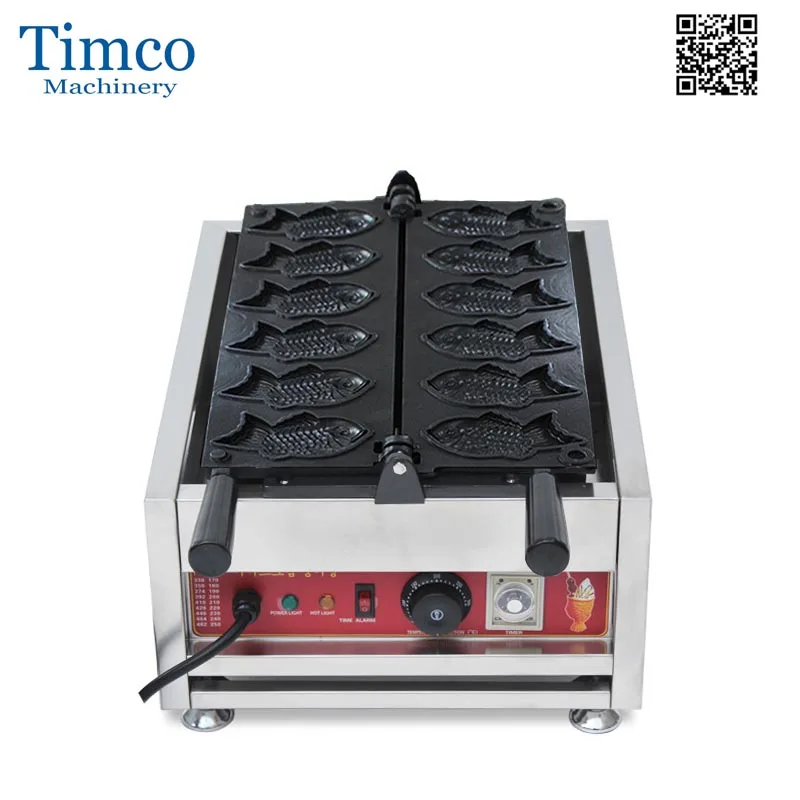 Taiyaki Fish Machine 6PCS Stainless Steel Snack Food Red Bean Waffle Maker