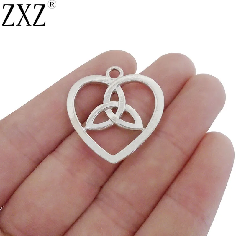 ZXZ 20pcs Open Heart Keltic Knot Trinity Triquetra Charms Pendants Double Sided for Necklace Making Findings