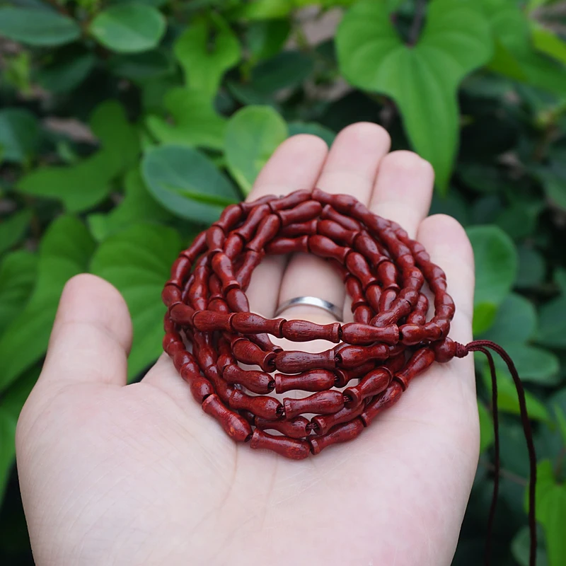 6*12mm * 102 * Natural Red Sandalwood Vase Beads / Lobular Red Sandalwood  / Japa Beads Mala Prayer Bracelet Necklace Loose bead