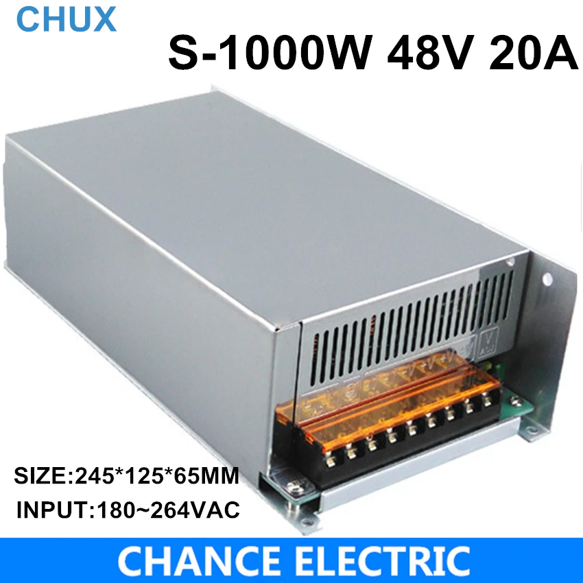 CHUX 48V 20A 1000W Switch Power Supply Driver Display 200V~240V Single Output 48v For LED Strip Light