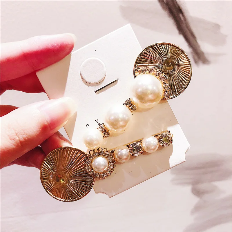 

Bling Pearls Alloy Hairpins Headwear for Women Girls fashion Rhinestone Hair Clips Pins Barrette Styling Tools hair Accessories