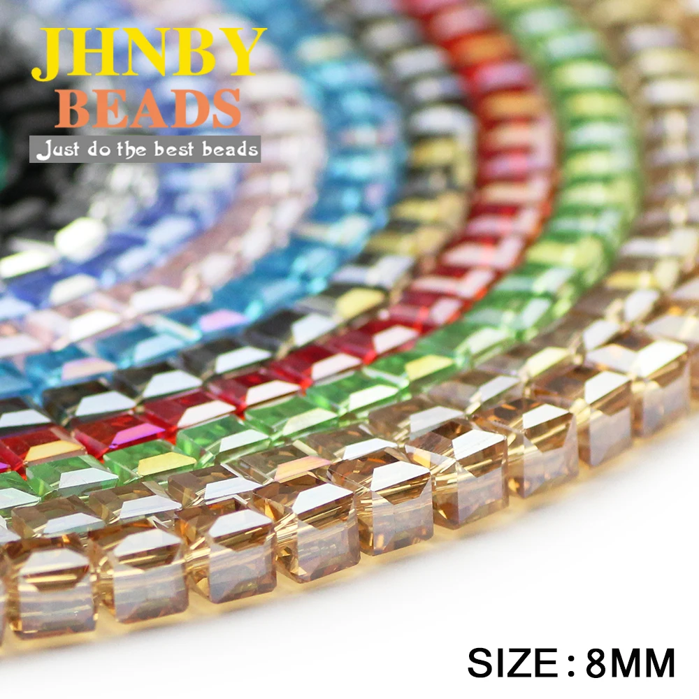 JHNBY Square shape Austrian crystal beads 8mm 30pcs High quality glass Loose beads for jewelry making bracelet DIY Accessories