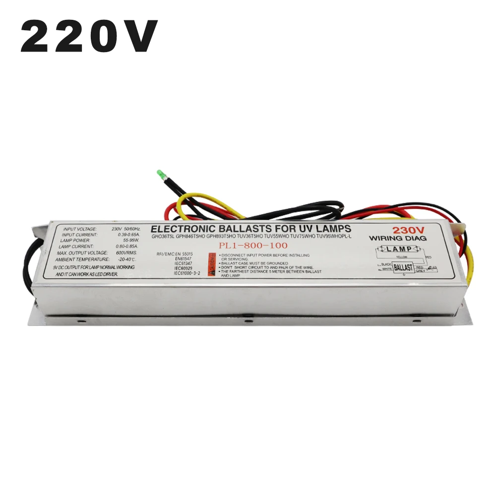 

220V 230V 21-40W 55W-95W Electronic Ballast Dedicated LED Driver DC5V Output Rectifier For Ultraviolet Lamp UV Germicidal Light