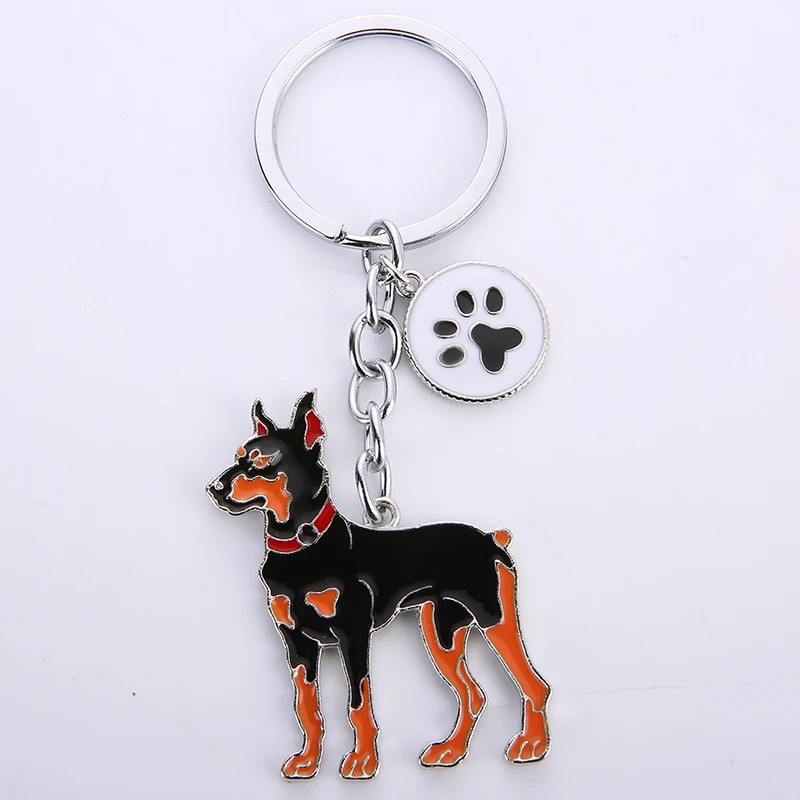 Dobermann dog pendant key chains for men women bag charms car keychain metal key ring holder jewelry gift Lovely Animal Key