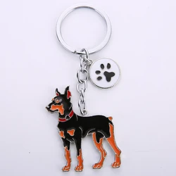 Dobermann dog pendant key chains for men women bag charms car keychain metal key ring holder jewelry gift Lovely Animal Key