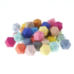 50pcs Silicone Beads Teething Hexagon 14mm Silicone Chew Bead Teeth Necklace Diy Jewelry Parts Food Grade Silicone Beads