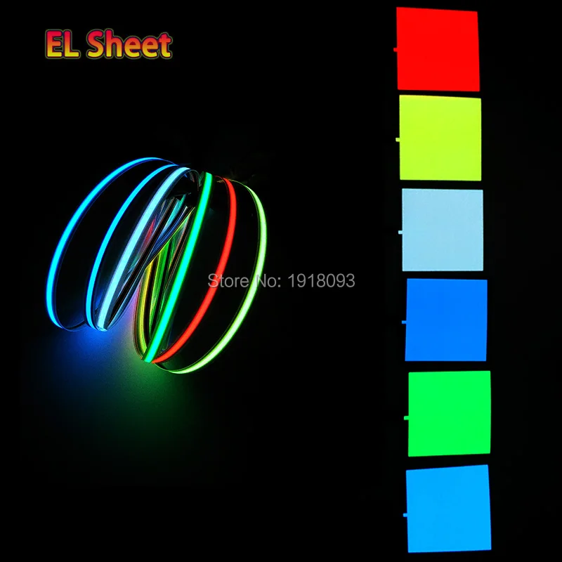 6 가지 색상 선택 10x10cm EL 와이어 시트 참신한 조명, 집 장식, 디스플레이, 휴일, 에너지 절약용 2AA 배터리로 구동