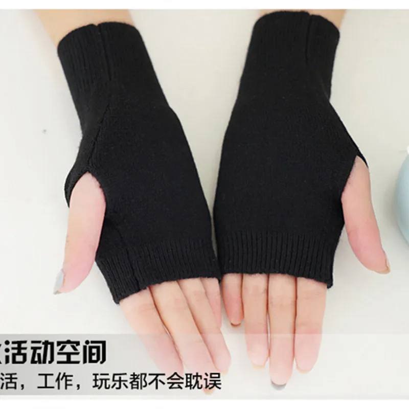 Sales Genuine Fine Sheep Wool Mitt Exposed Finger Women\'s Gloves Winter Autumn Knitted for Women Fingerless Gloves Wrist Mittens