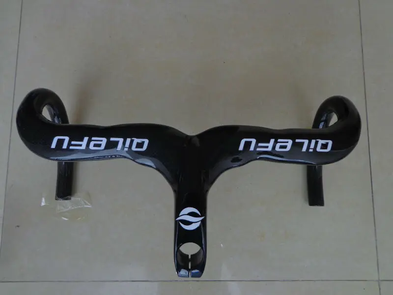 

New QILEFU compact type Road bike 3K full carbon bicycle handlebars and stem integrated 400/420/440*90/100/110/120mm