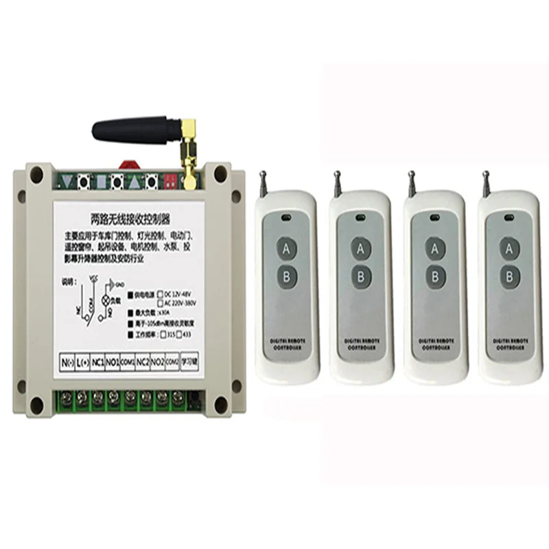 

DC12V 24V 36V 48V 2CH 500m Long Range RF Wireless Remote Control Relay Switch Security System tubular motor garage door shutters