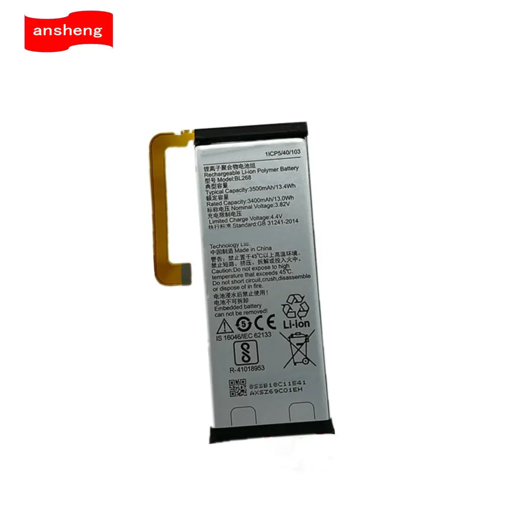 

Original 3.8V 3500mAh BL268 Battery For Lenovo ZUK Z2 Z2131 Cellphone