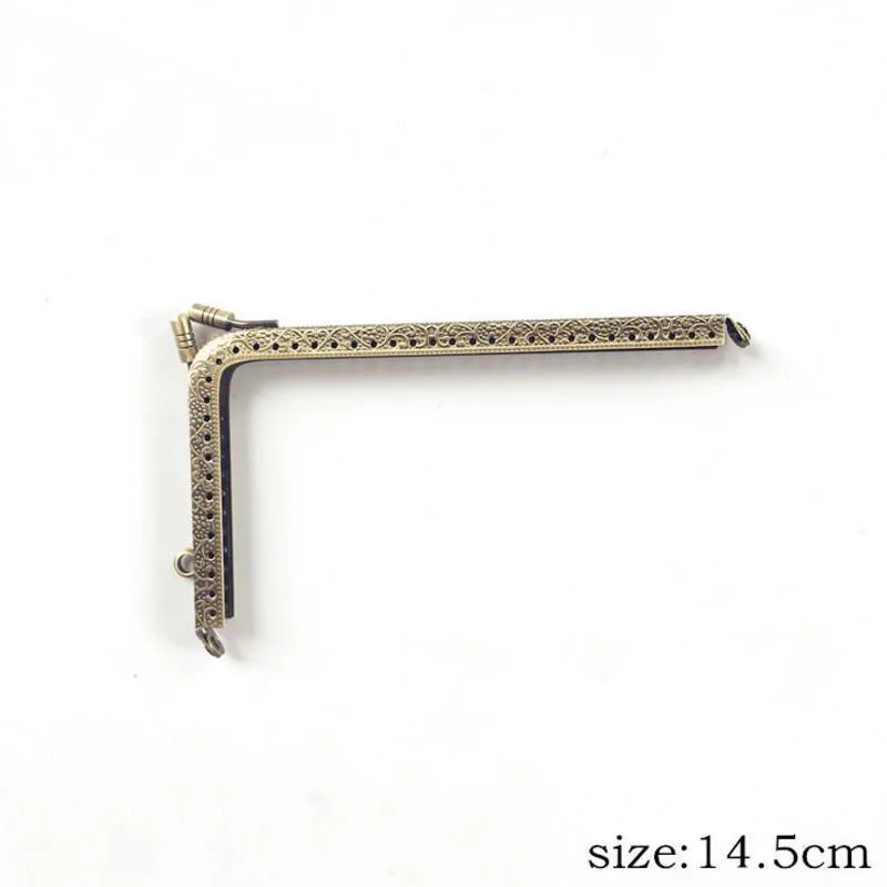 10 PCS 14.5 16.5 18.5cm L shape Embossed bronze Right Angle Coins Purse Frames DIY Metal Kiss Clasp Bags accessory for sewing