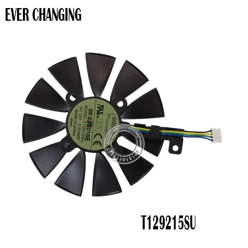 Everflow 87MM T129215SU 4Pin 0.50A Cooling Fan For GTX 980 Ti GTX 1050 1060 1080 1070 RX 480 470 Graphics Card Cooler Fans