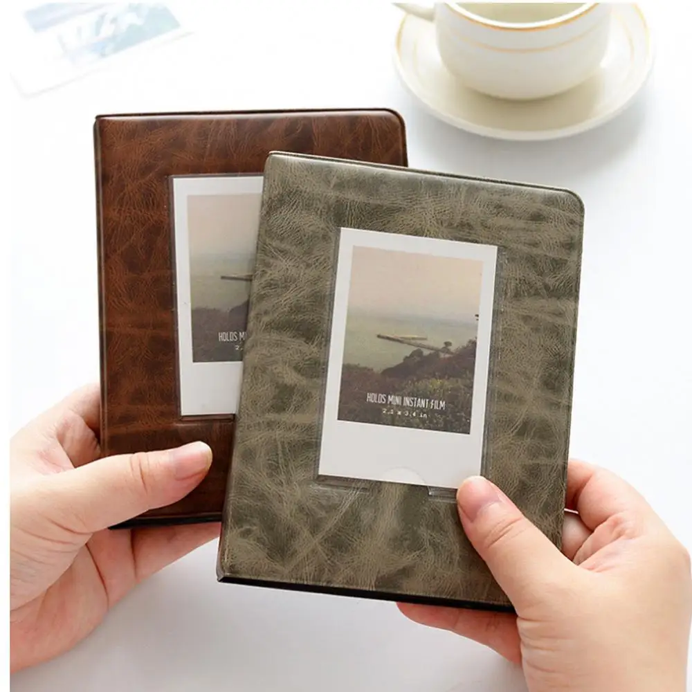 Retro Photo Album 32 Pockets 5 Inch Photo Book Mini Album Book Film Storage Picture Bag for Fujifilm Instax Wide 300, 210 Films