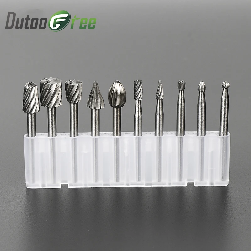 Dutoofree Routing Router Bits Burr Rotary Tools Suit Dremel Rotary Wordworking Tool Engraving Woodworking Tools 10pcs/lot HSS