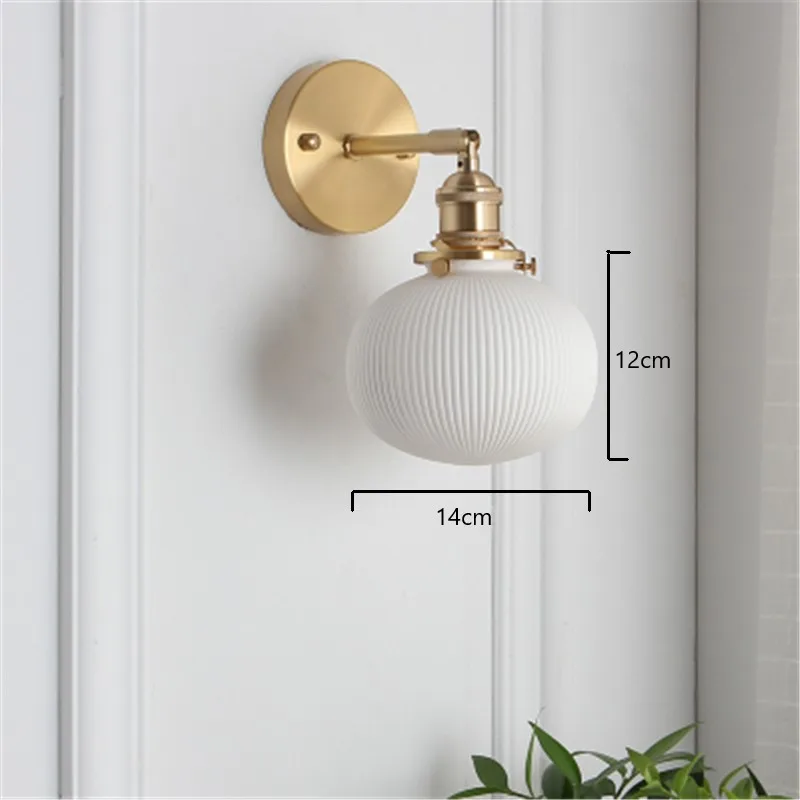 White Porcelain Led Wall Lamp Nordic Simplified Brass Bedroom Bedside Aisle Wandlamp Retro Translucent Ceramics Bathroom Light