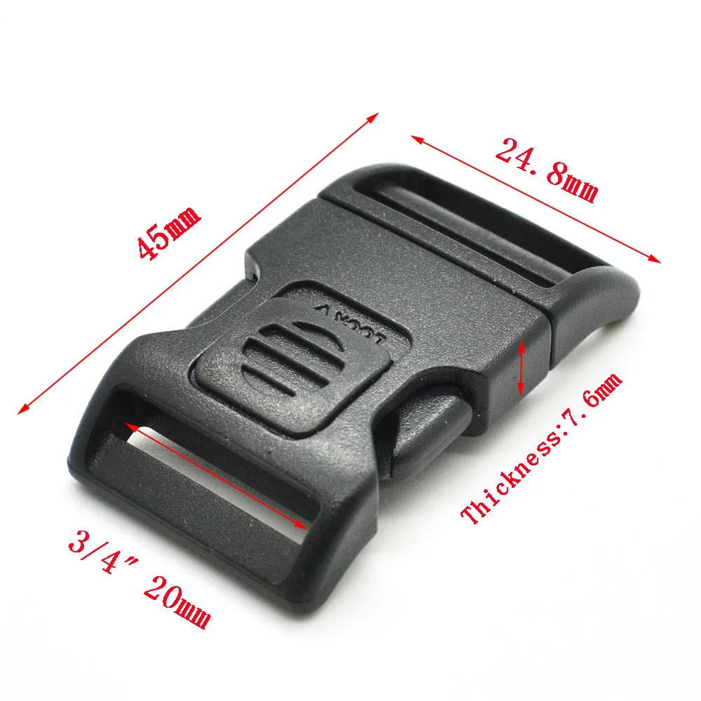 10pcs/pack Plastic Side Release Buckle Black For Backpack Luggage Webbing 20mm 25mm 32mm 38mm