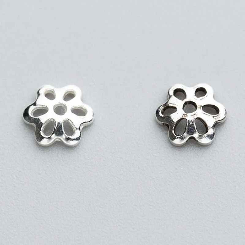 10pcs/Lot 100% 925 Sterling Silver Bead Caps High Quality Silver Bead Recepatcle End Cap Fit Tassels Pendants DIY Jewelry Charms